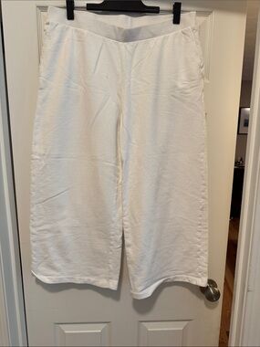 📌JJill White Wide-Leg Knit Crop Pants